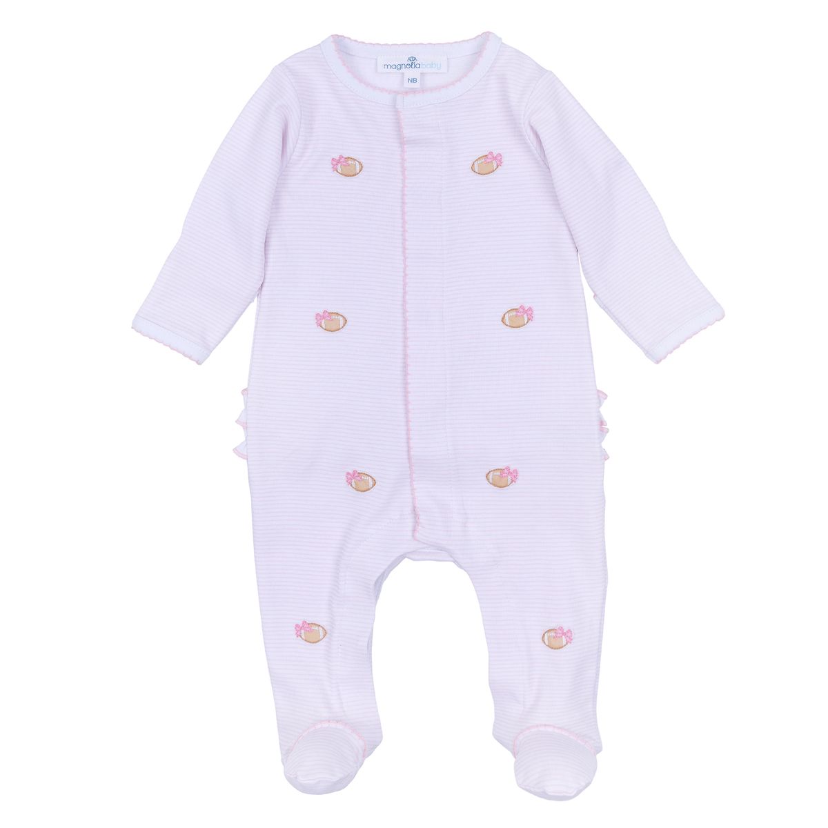 Touchdown Cutie Pink Emb Ruffle Footie