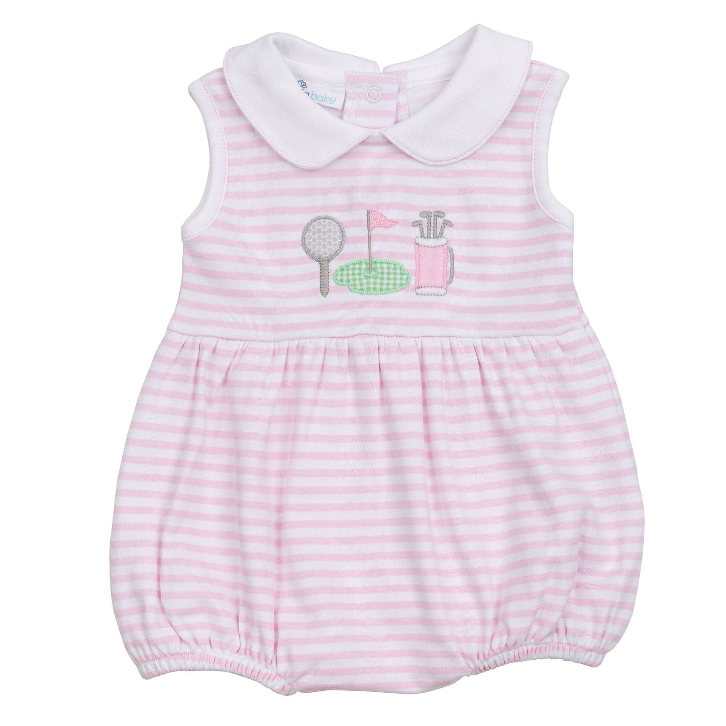 Putting Green Applique Collared Bubble - Pink