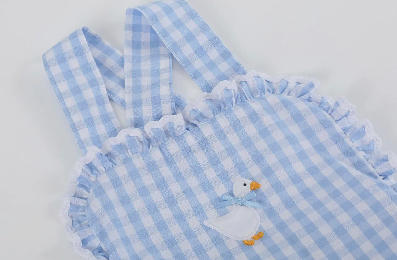 Goose Lace Bow Ruffle Sunsuit