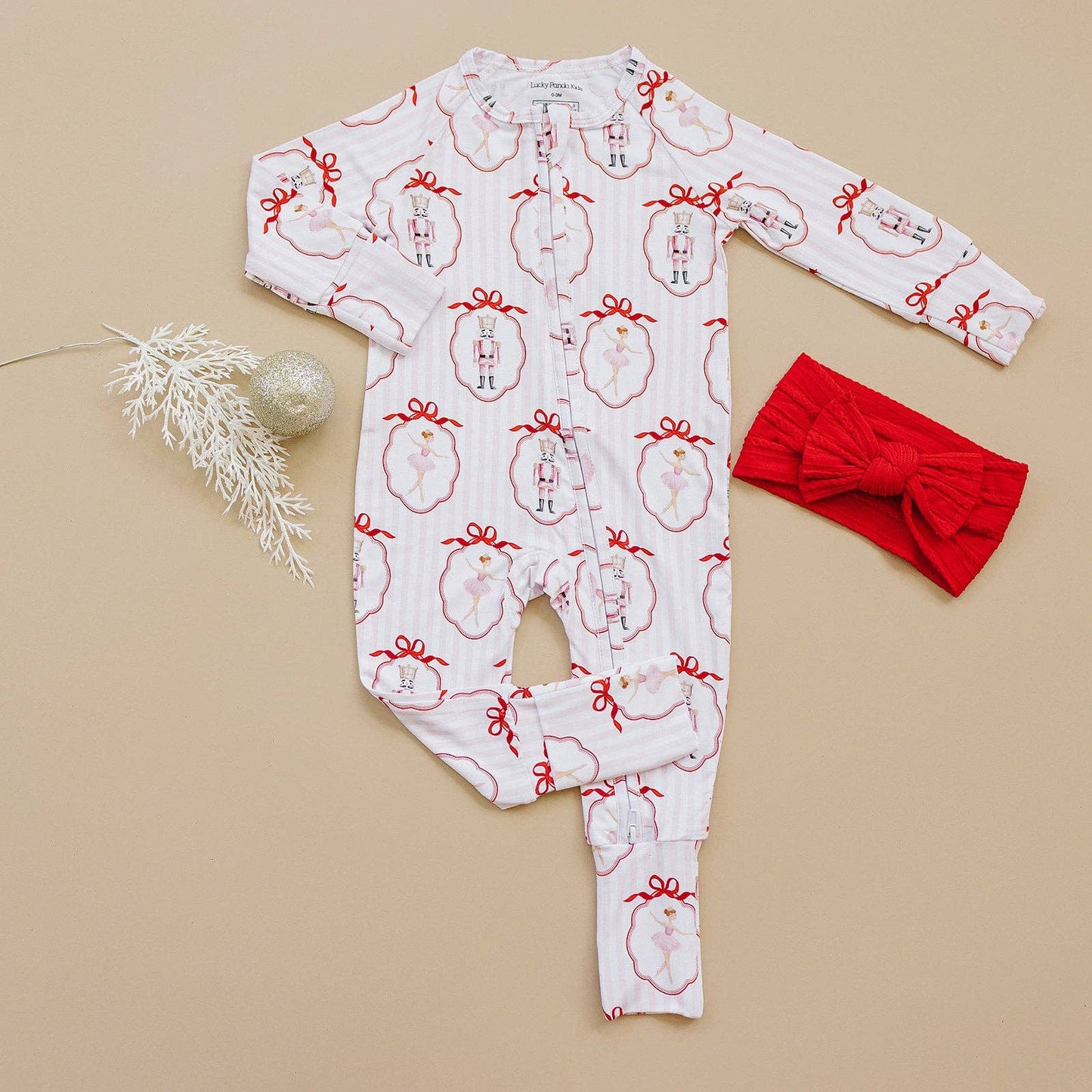 Christmas & Holidays Bamboo Zip Romper | Pink Nutcracker