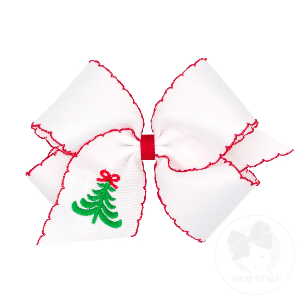 Moonstitch Christmas Tree Embroidered Hair Bow