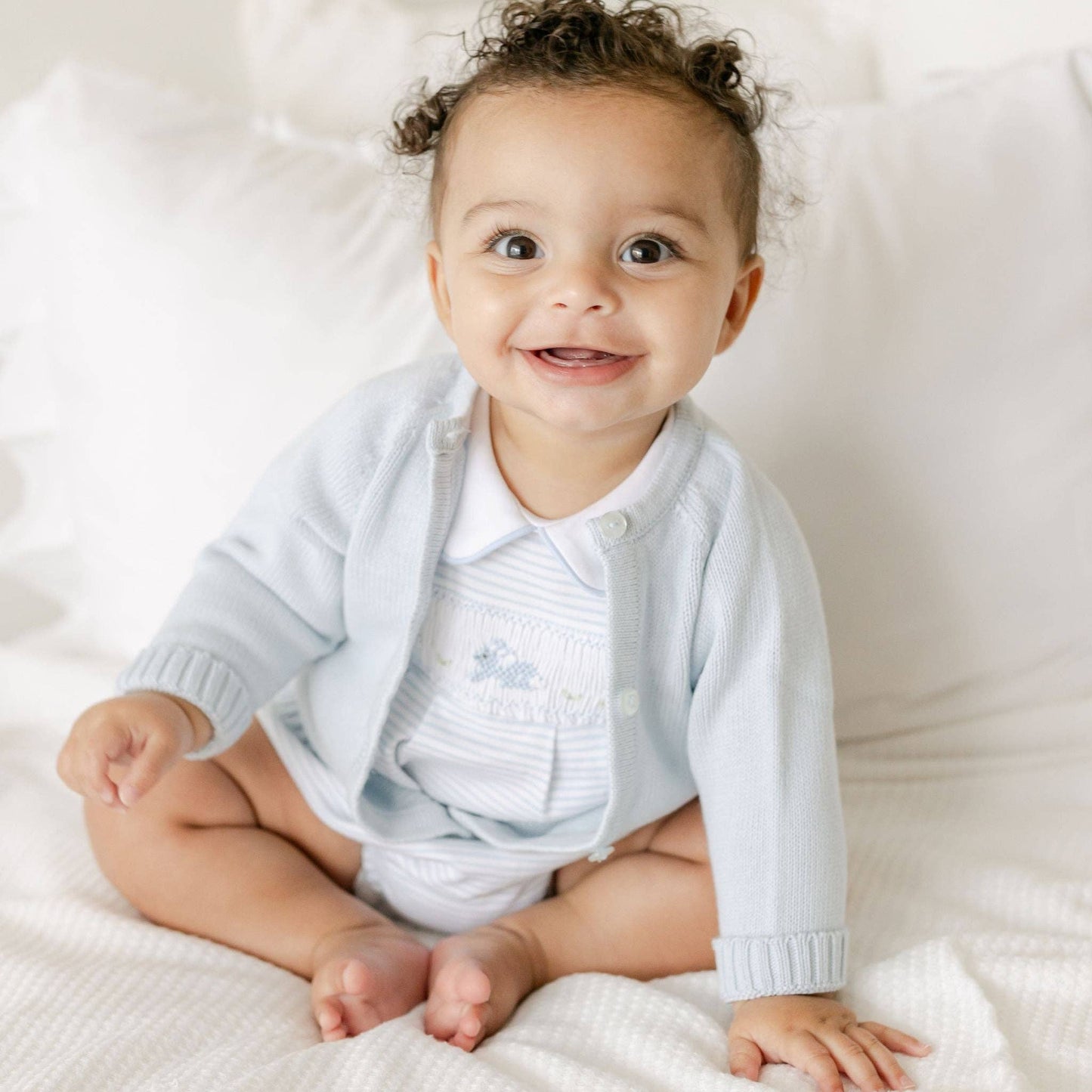 Hoppity Hop Classics Smocked Bubble - Light Blue