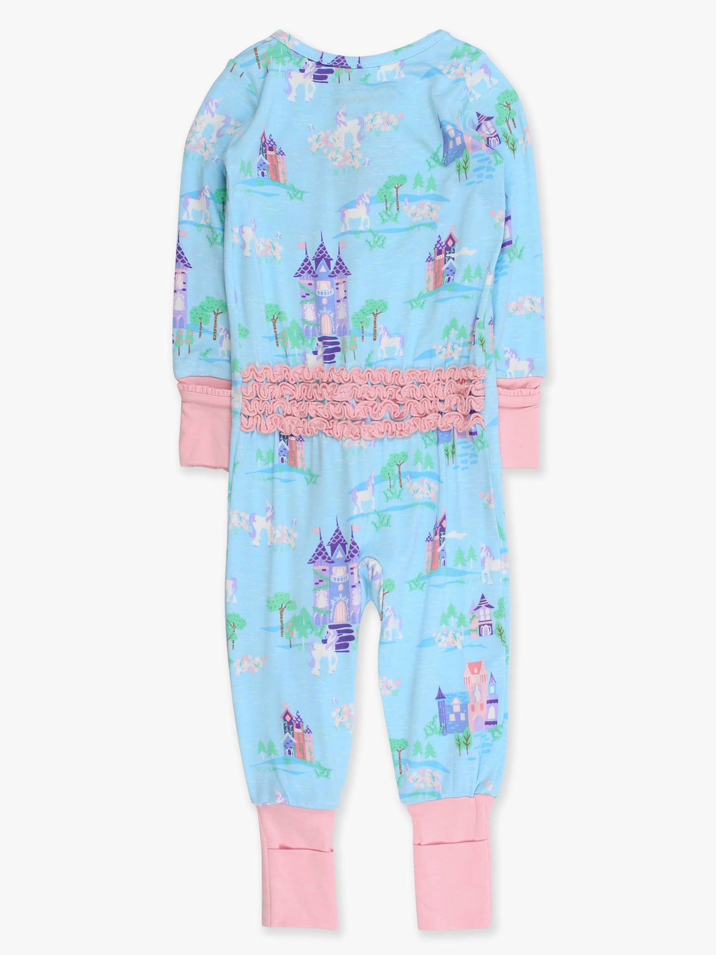 SoftSnooze™ Baby Girls Bamboo Viscose Once Upon a Castle Convertible Ruffle One Piece Footie Pajama
