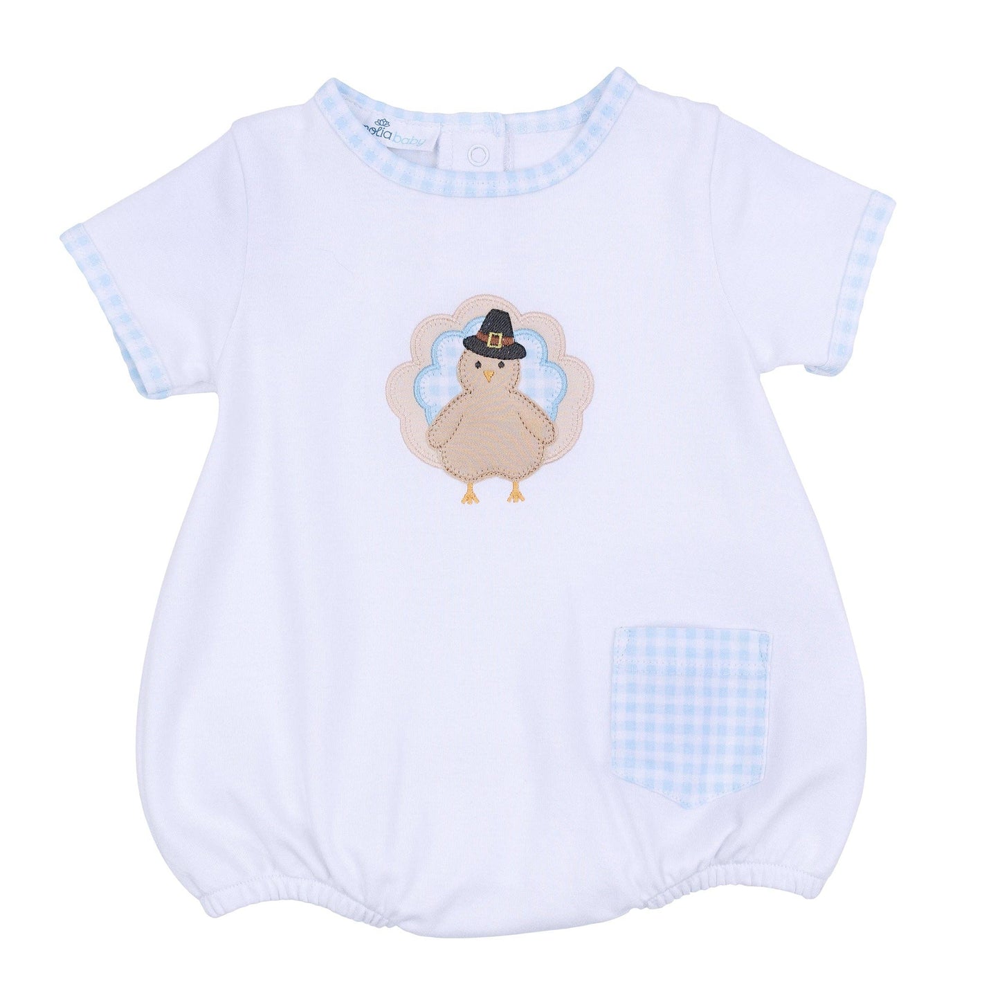 Pilgrim Pals Applique Short Sleeve Bubble - Light Blue