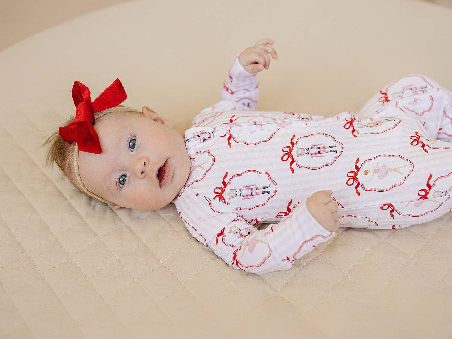 Christmas & Holidays Bamboo Zip Romper | Pink Nutcracker