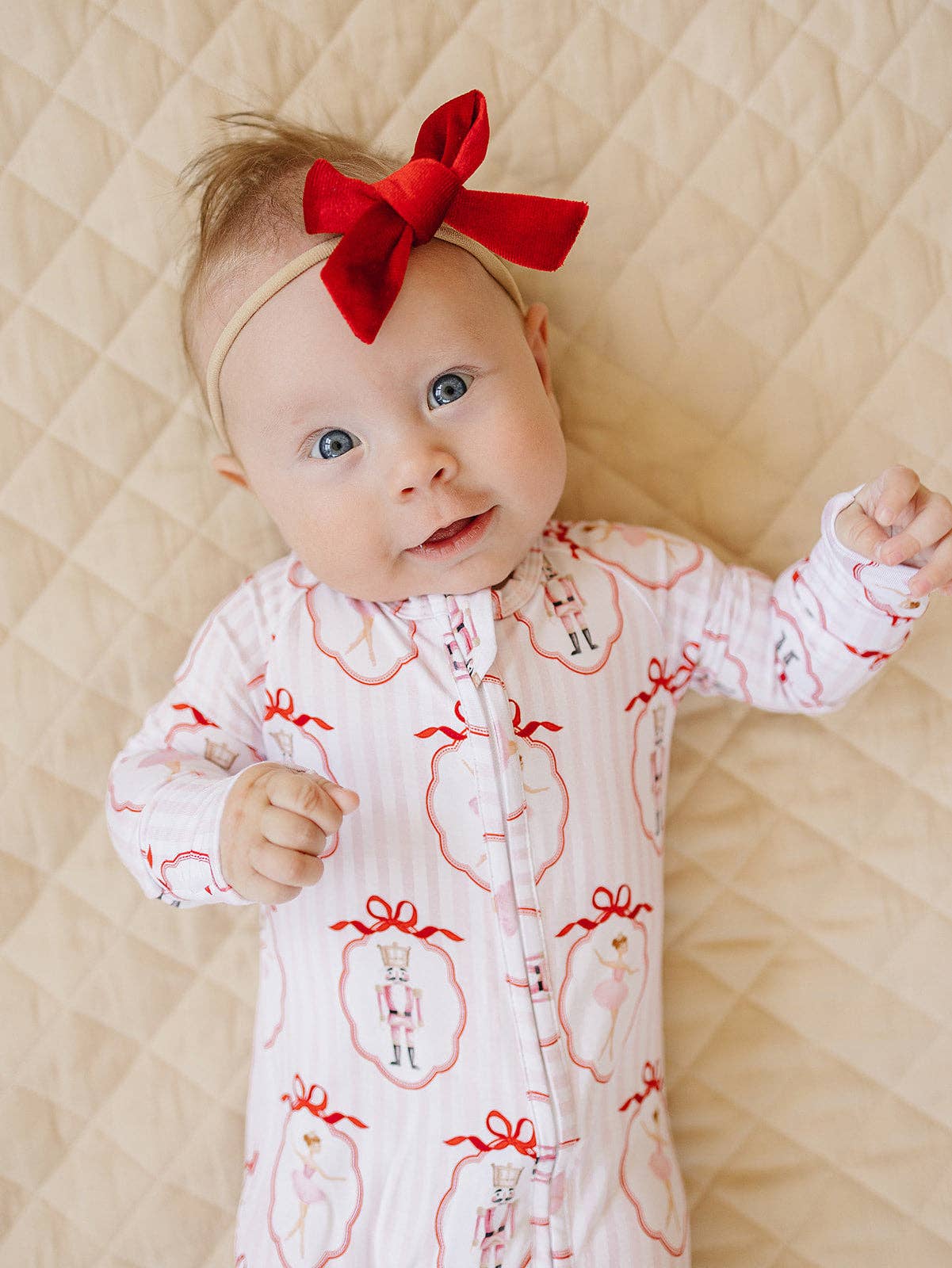 Christmas & Holidays Bamboo Zip Romper | Pink Nutcracker