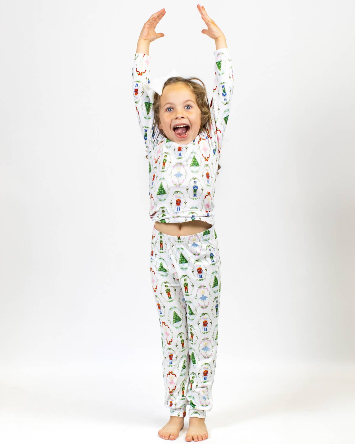 Kid's Nutcracker Waltz Long Sleeve Pajamas White/Multi