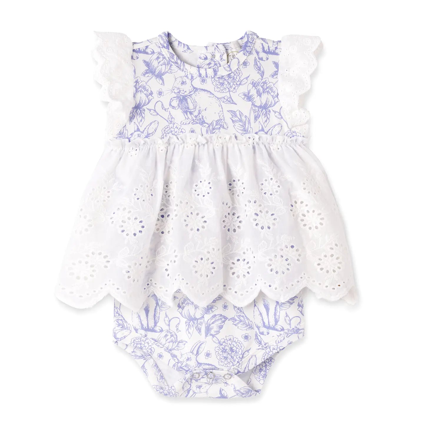 Easter Bunny Toile Eyelet Skirted Bodysuit