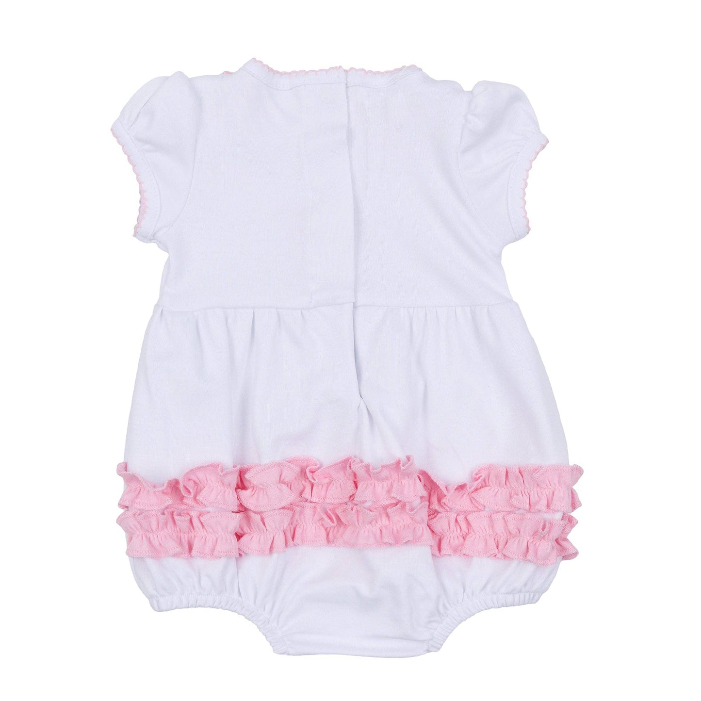 Precious Pumpkins Embroidered Ruffle Short Sleeve Bubble - Pink