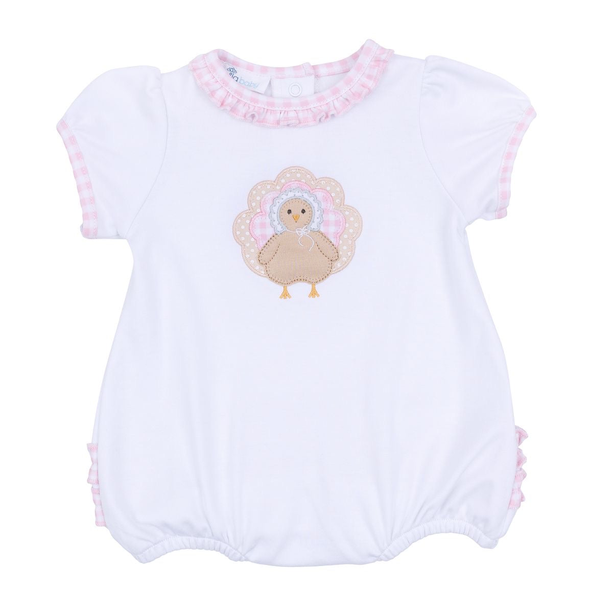 Pilgrim Pals Applique Pink Ruffle S/S Bubble