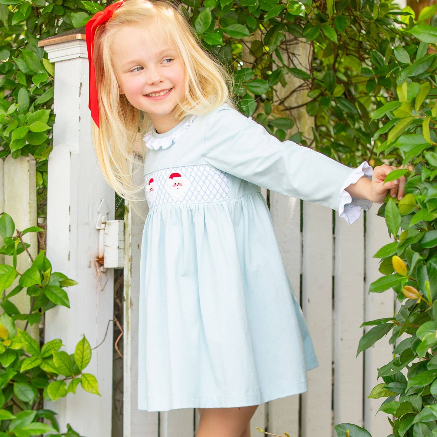 Girls Smocked Dress - Jolly Santa