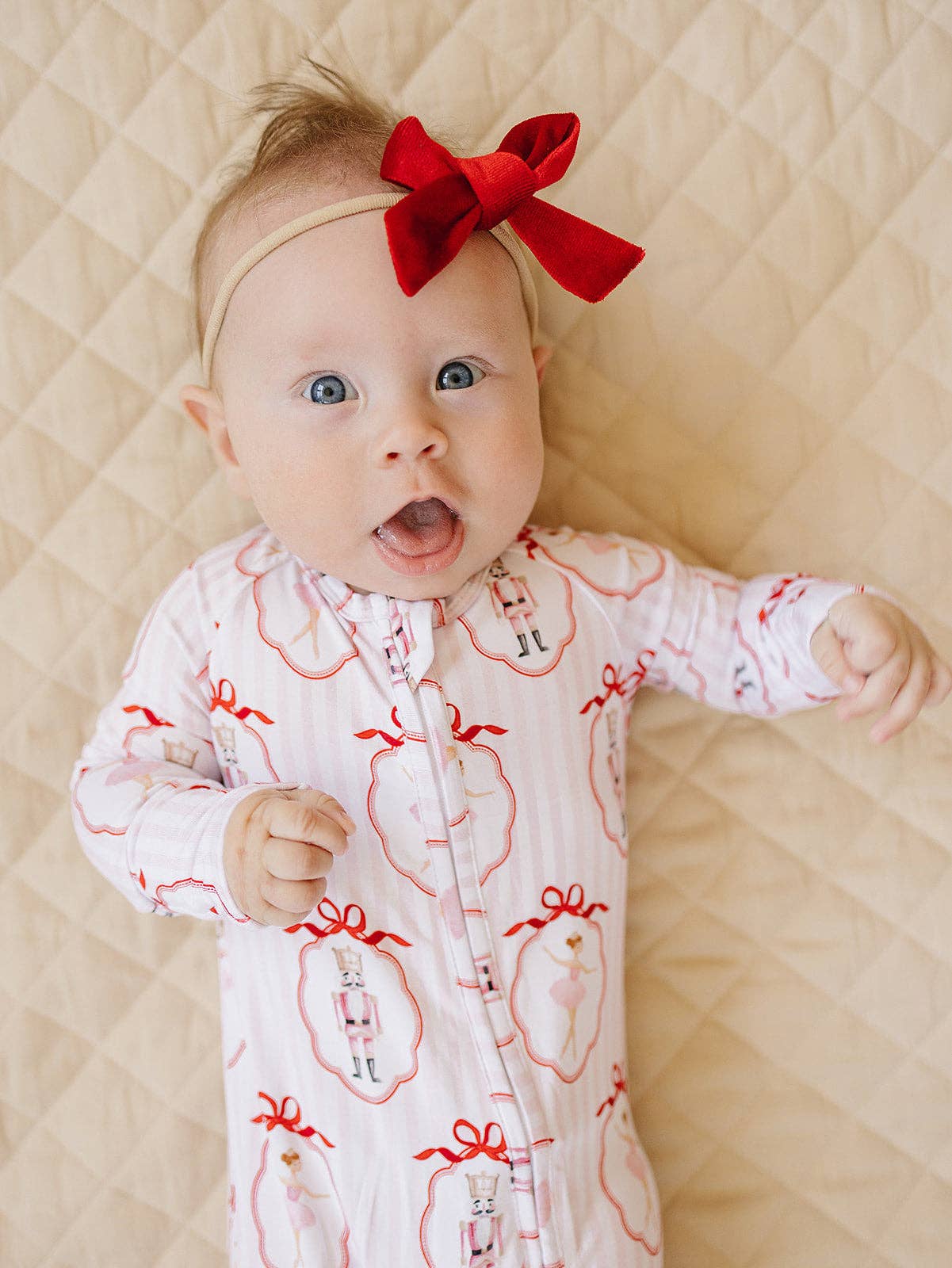 Christmas & Holidays Bamboo Zip Romper | Pink Nutcracker