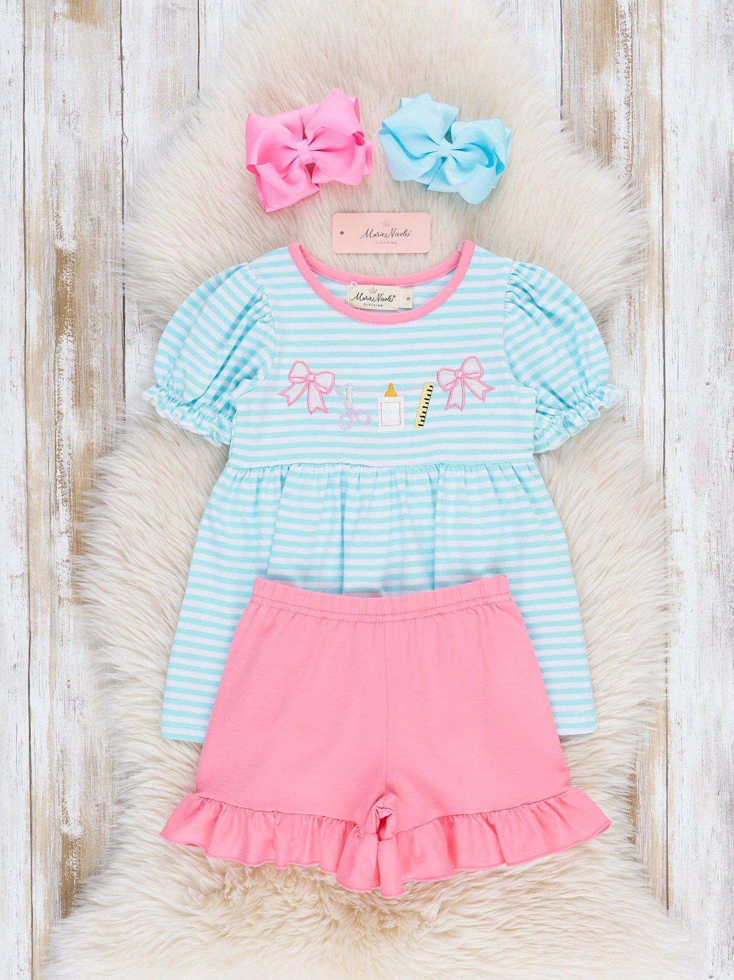 Classroom Bows Striped Ruffle Outfit