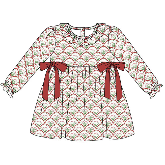 Christmas Scalloped Fan Dress *PREORDER ETA 09/25 *
