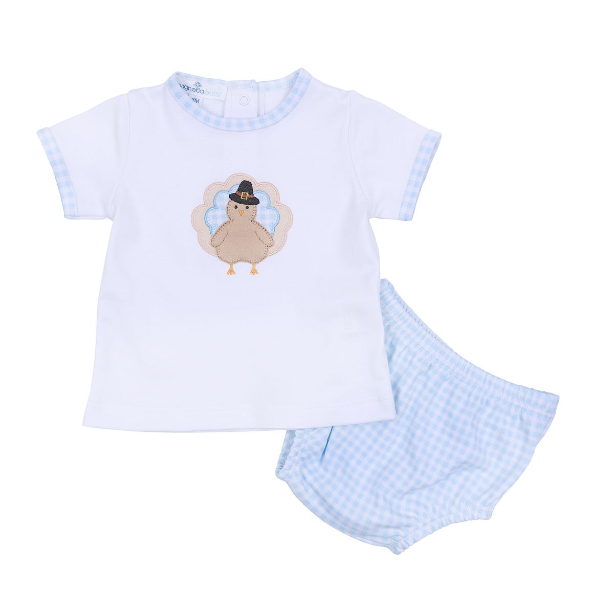 Pilgrim Pals Applique Light Blue Diaper Cover Set