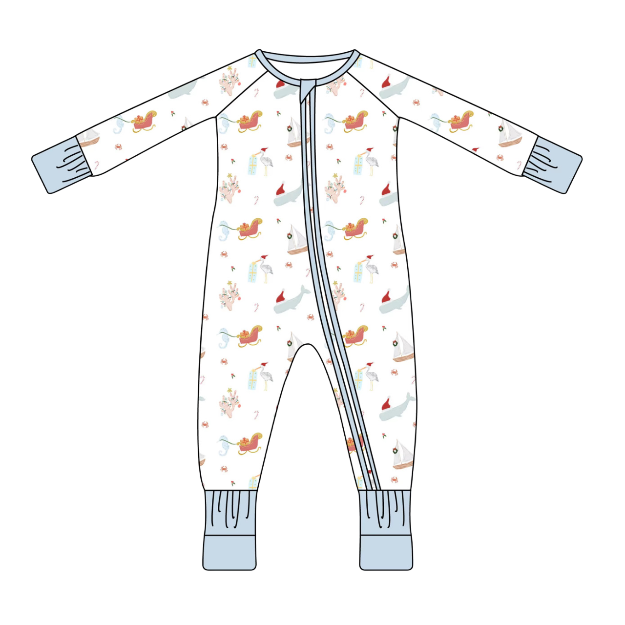 Christmas On The Coast Bamboo Zippie Pajamas *PREORDER ETA 09/25 *