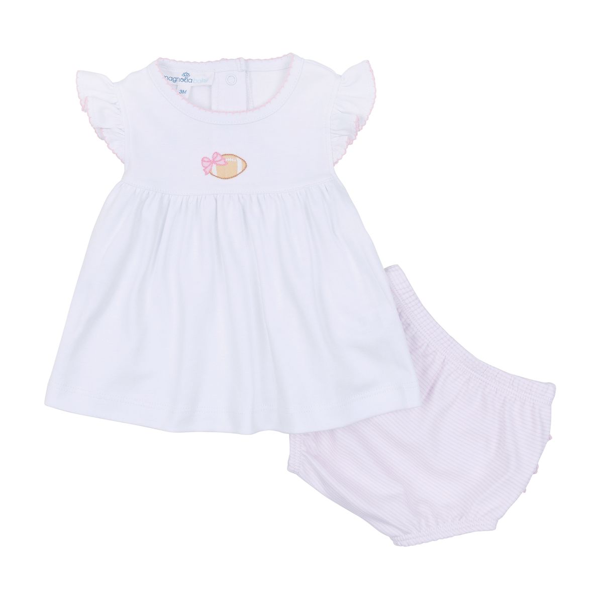 Touchdown Cutie Pink Emb Ruffle Flutters Diaper Cover Set