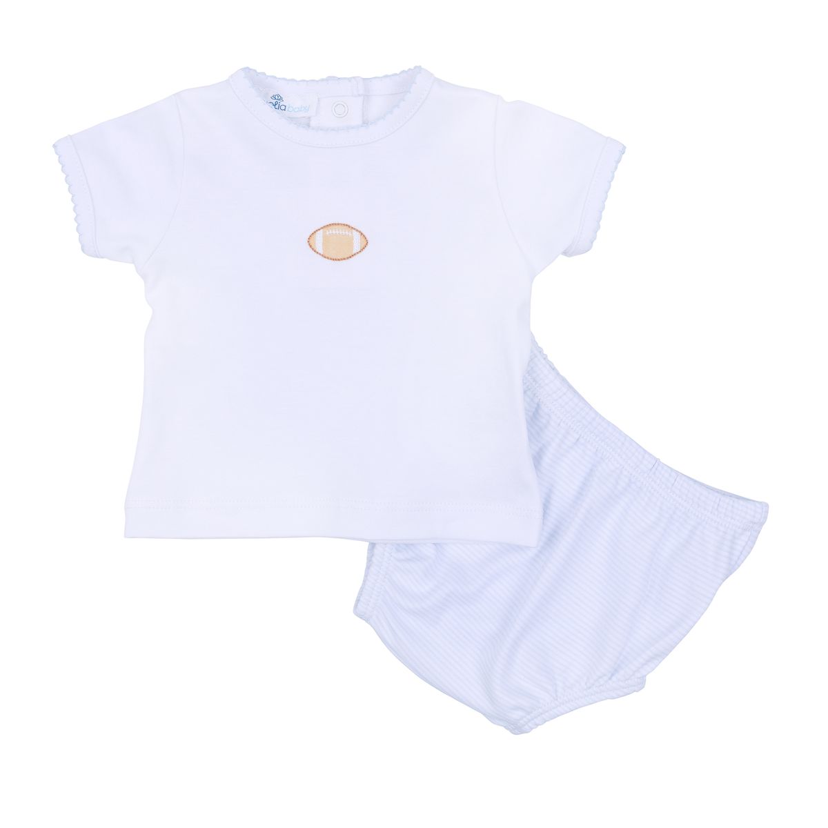 Touchdown Cutie Light Blue Emb Diaper Set