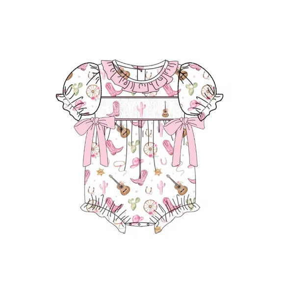 Smocked Western Ruffle Bubble