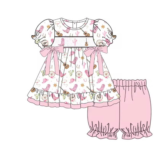 Smocked Western Ruffle Short Set