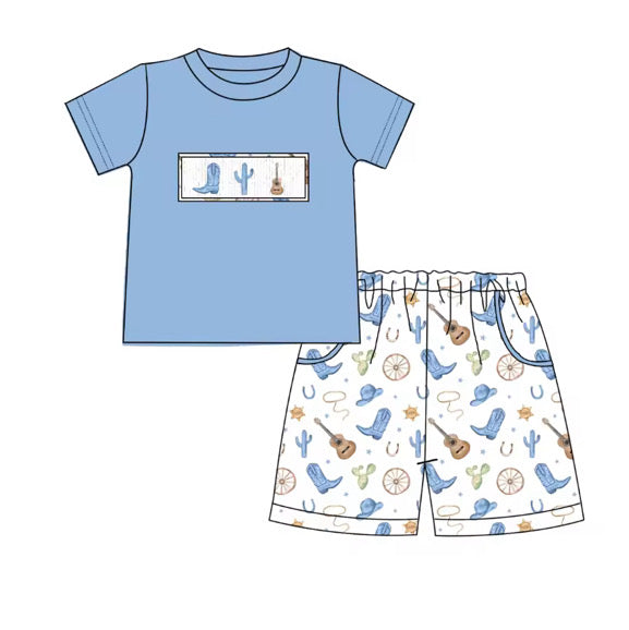 Smocked Western Short Set