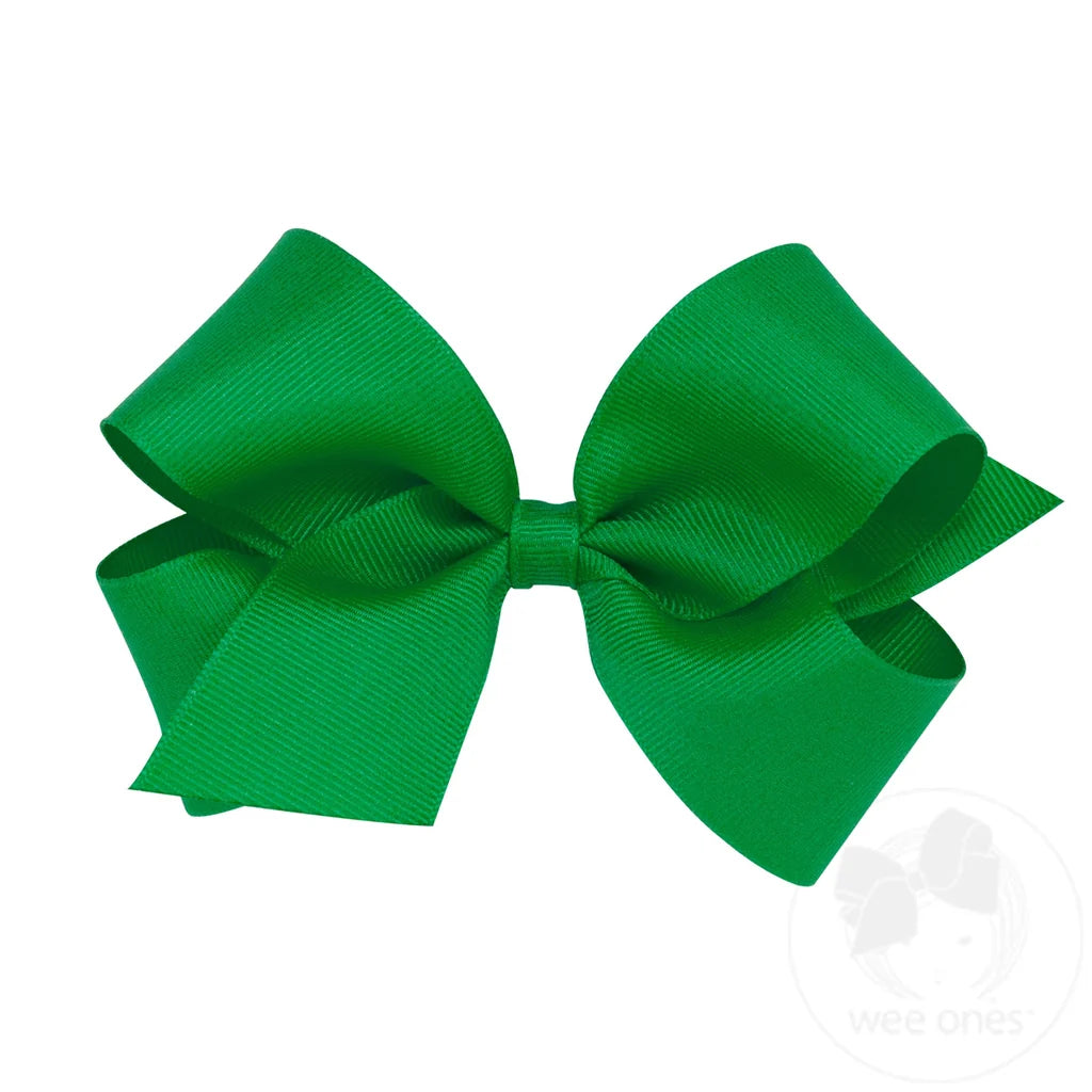 Classic Grosgrain Hair Bow (Plain Wrap) - Green