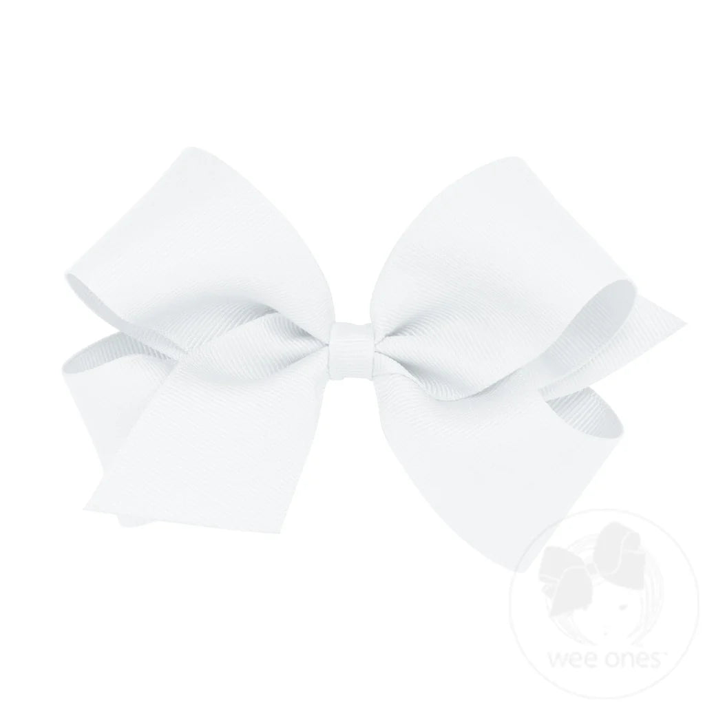 Classic Grosgrain Hair Bow (Plain Wrap) - White