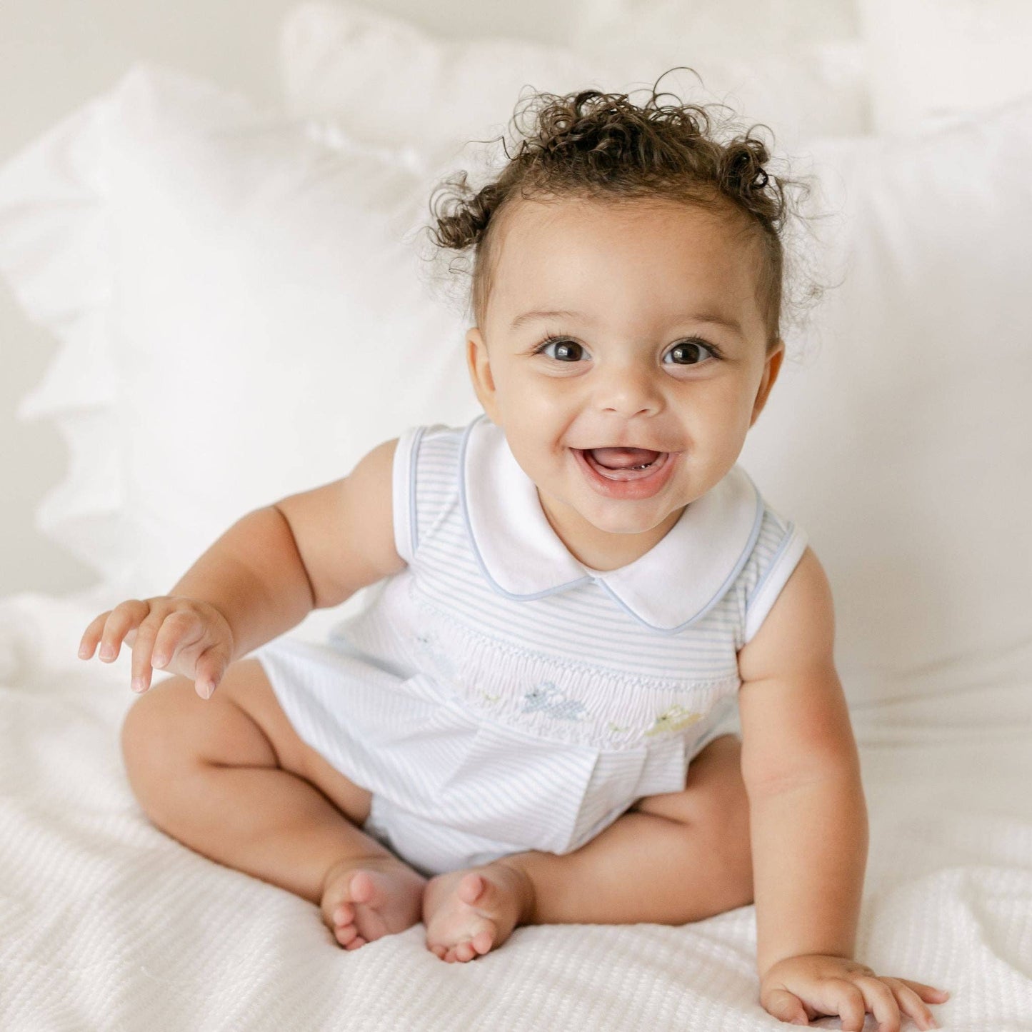 Hoppity Hop Classics Smocked Bubble - Light Blue
