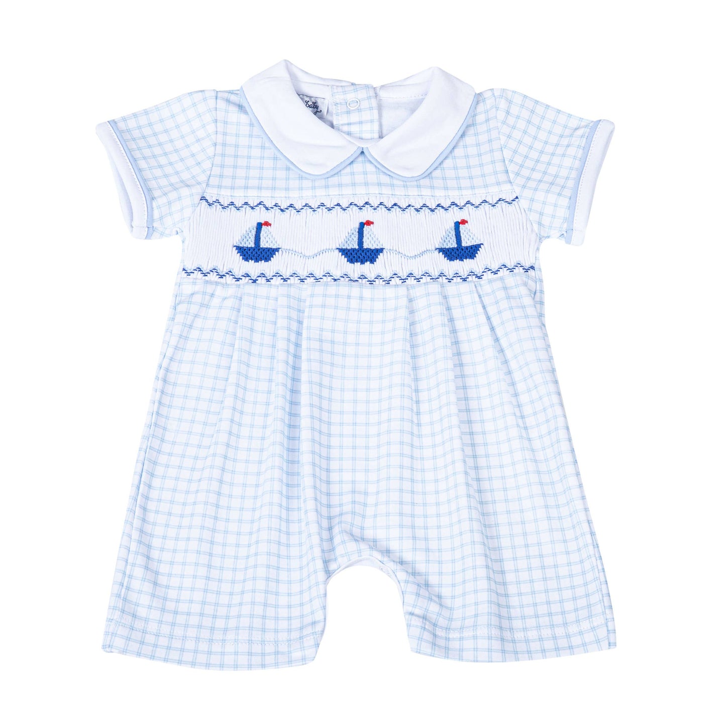 Ahoy Baby Classics Smocked Short Playsuit - Light Blue