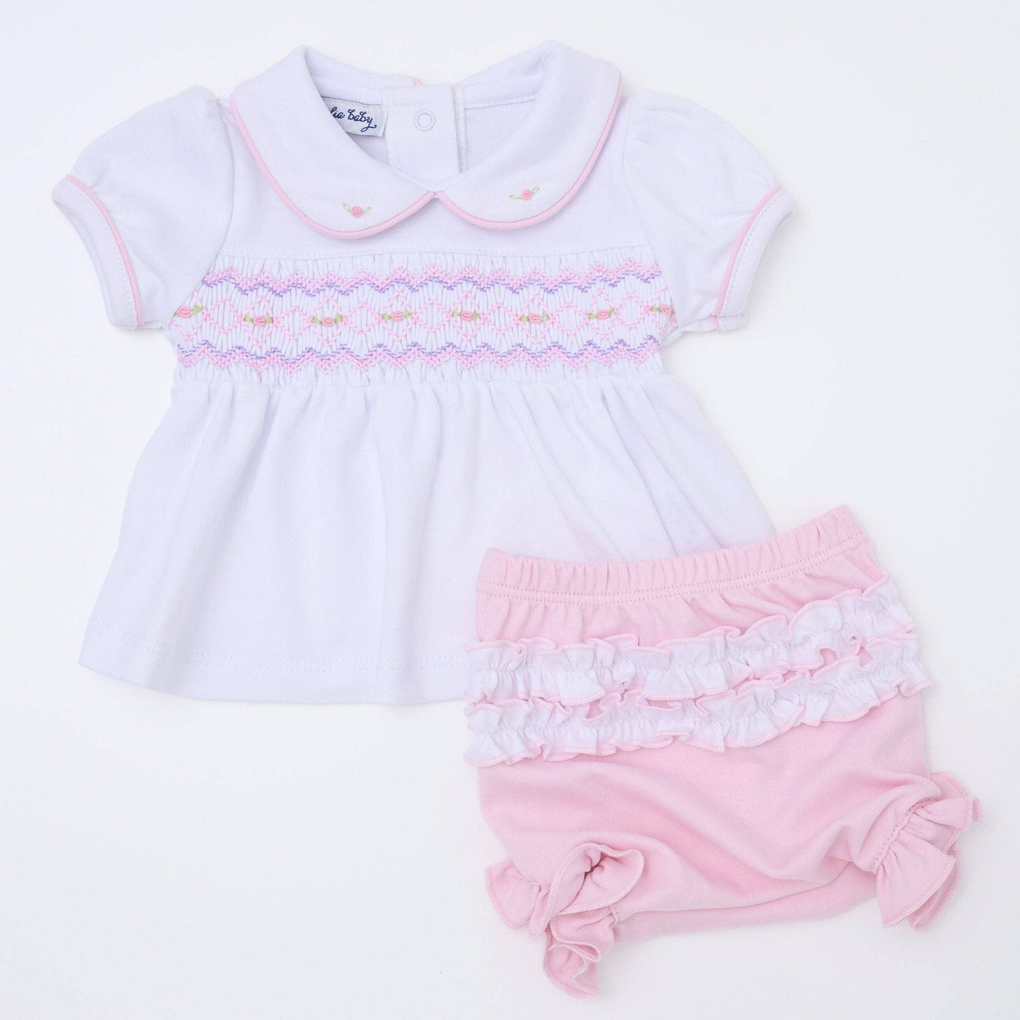 Hazel Smocked Diaper Cover Set - Pink