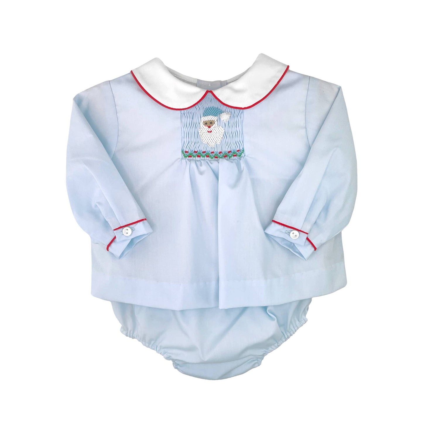 Diaper Set with Hand Picture Smocked Santa