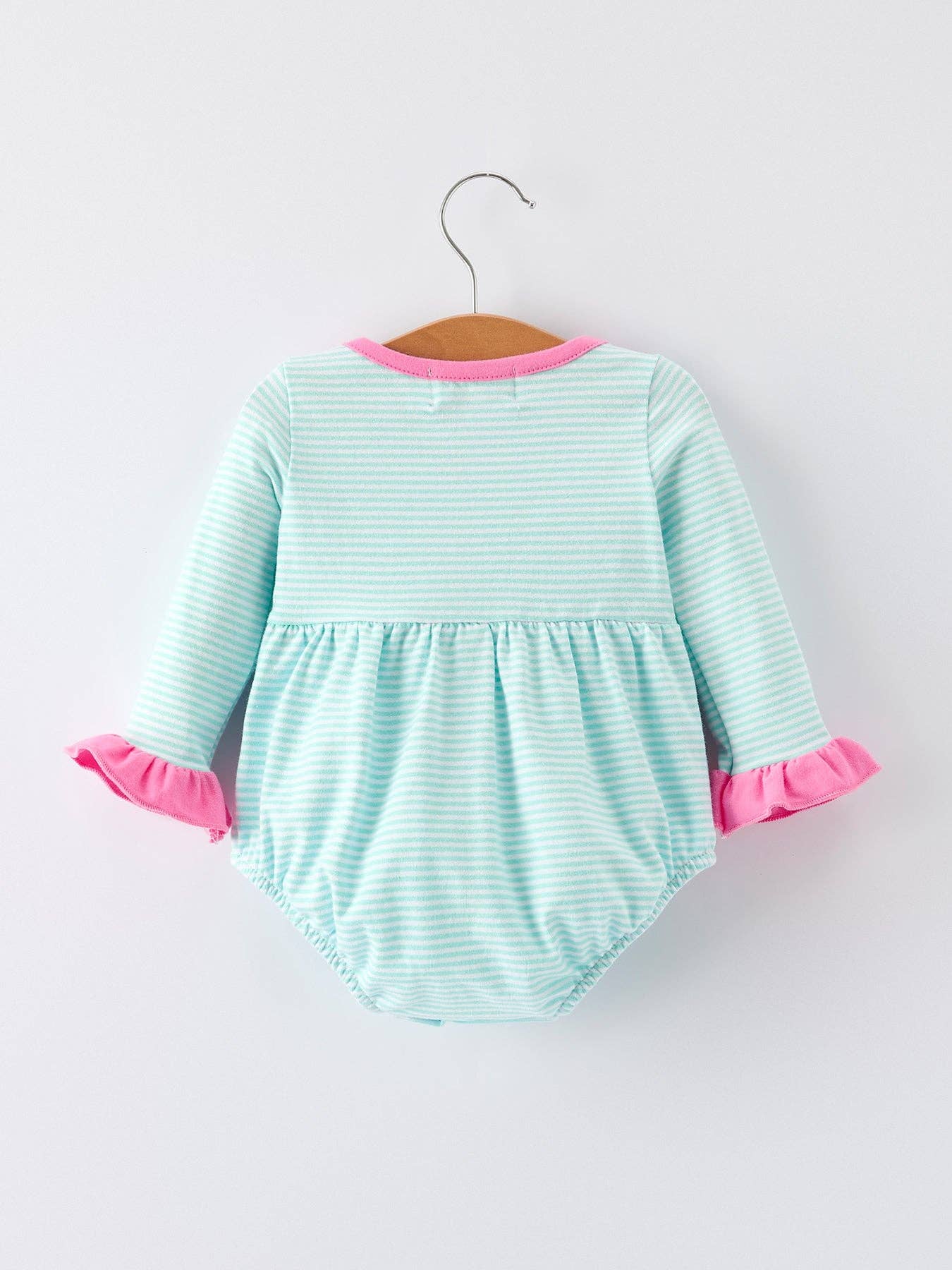 Holiday Fun Baby Girls Romper: Striped Dress with Santa Pockets