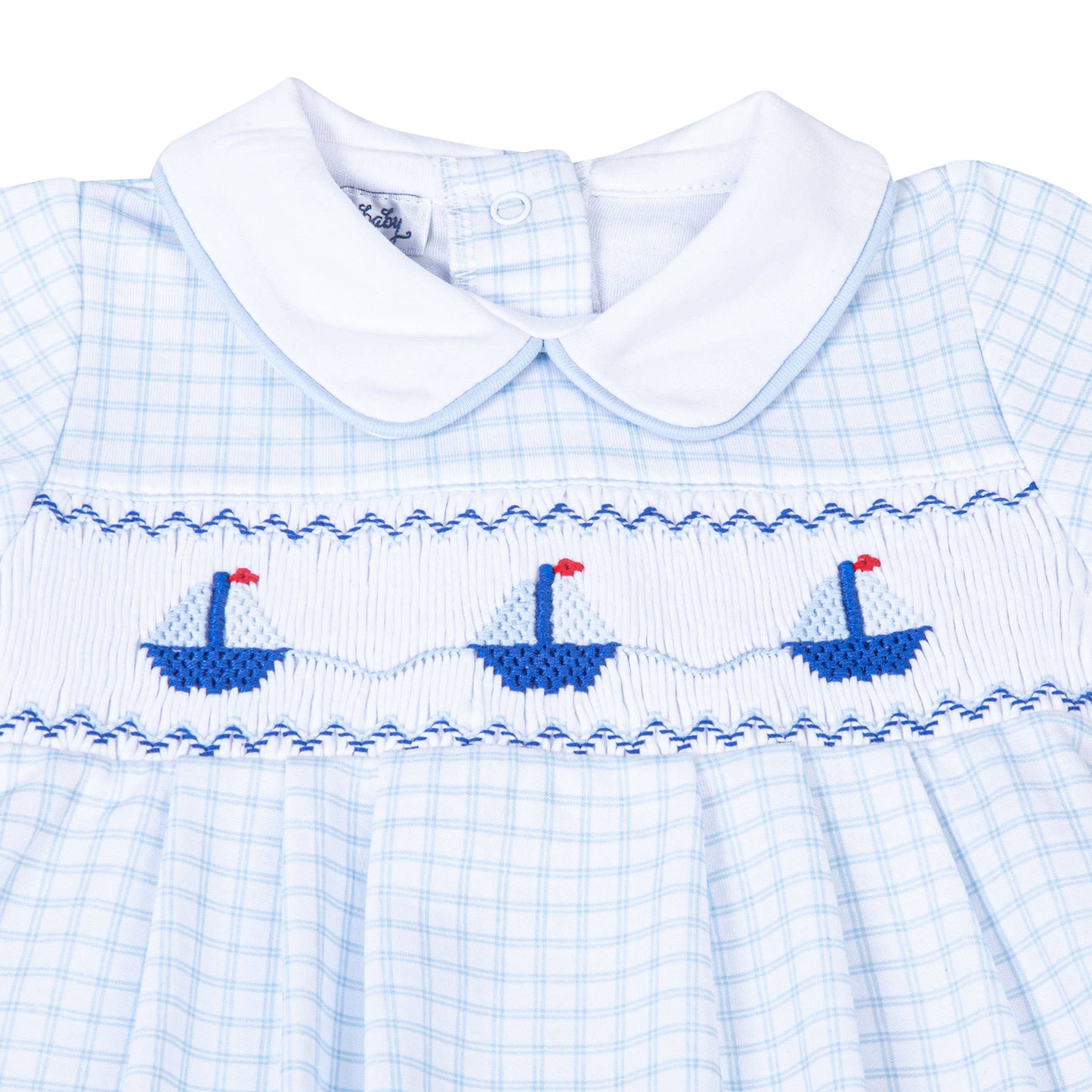 Ahoy Baby Classics Smocked Short Playsuit - Light Blue