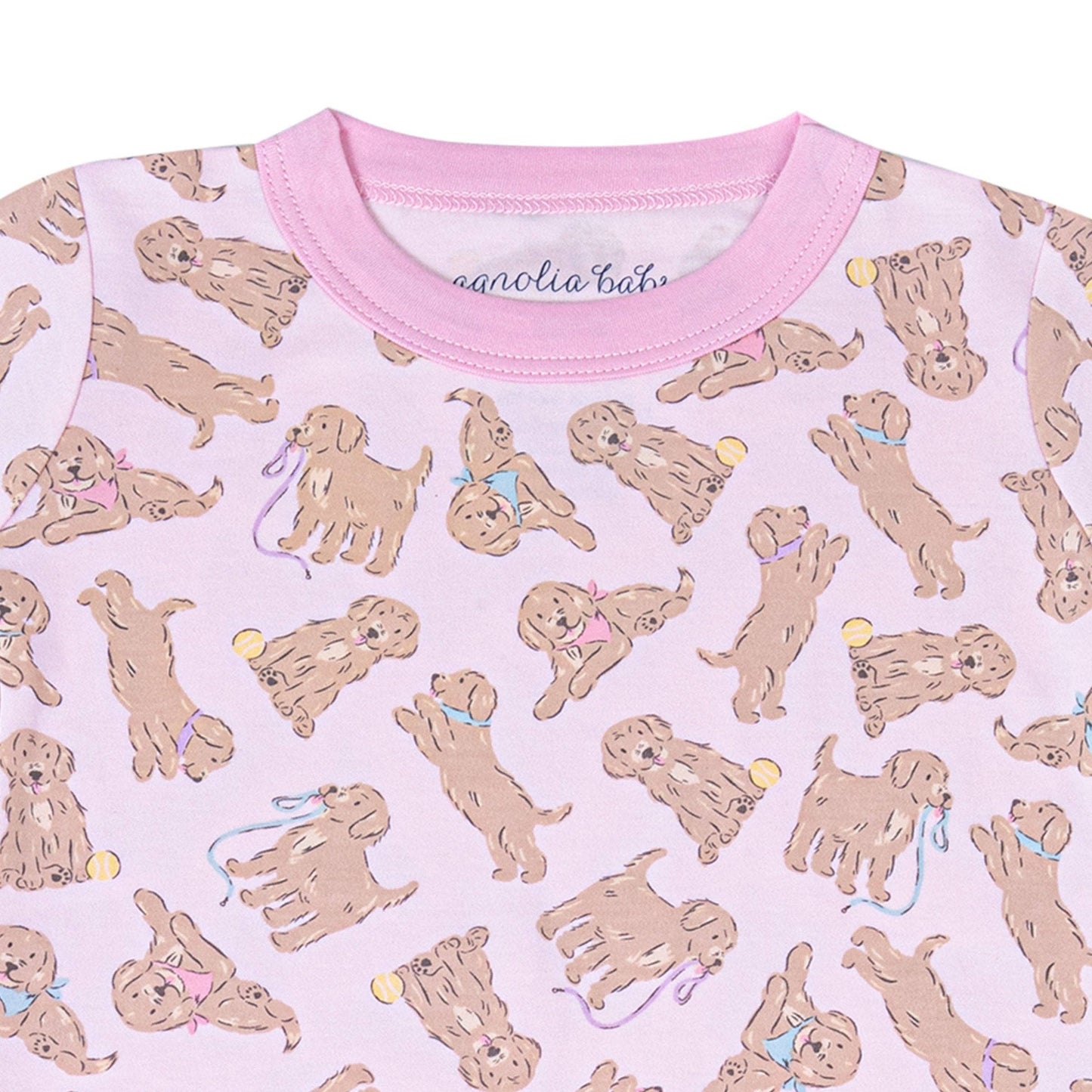 Golden Pup Short Pajamas - Pink