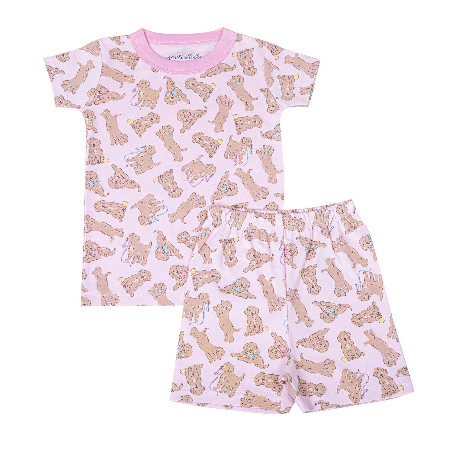 Golden Pup Short Pajamas - Pink