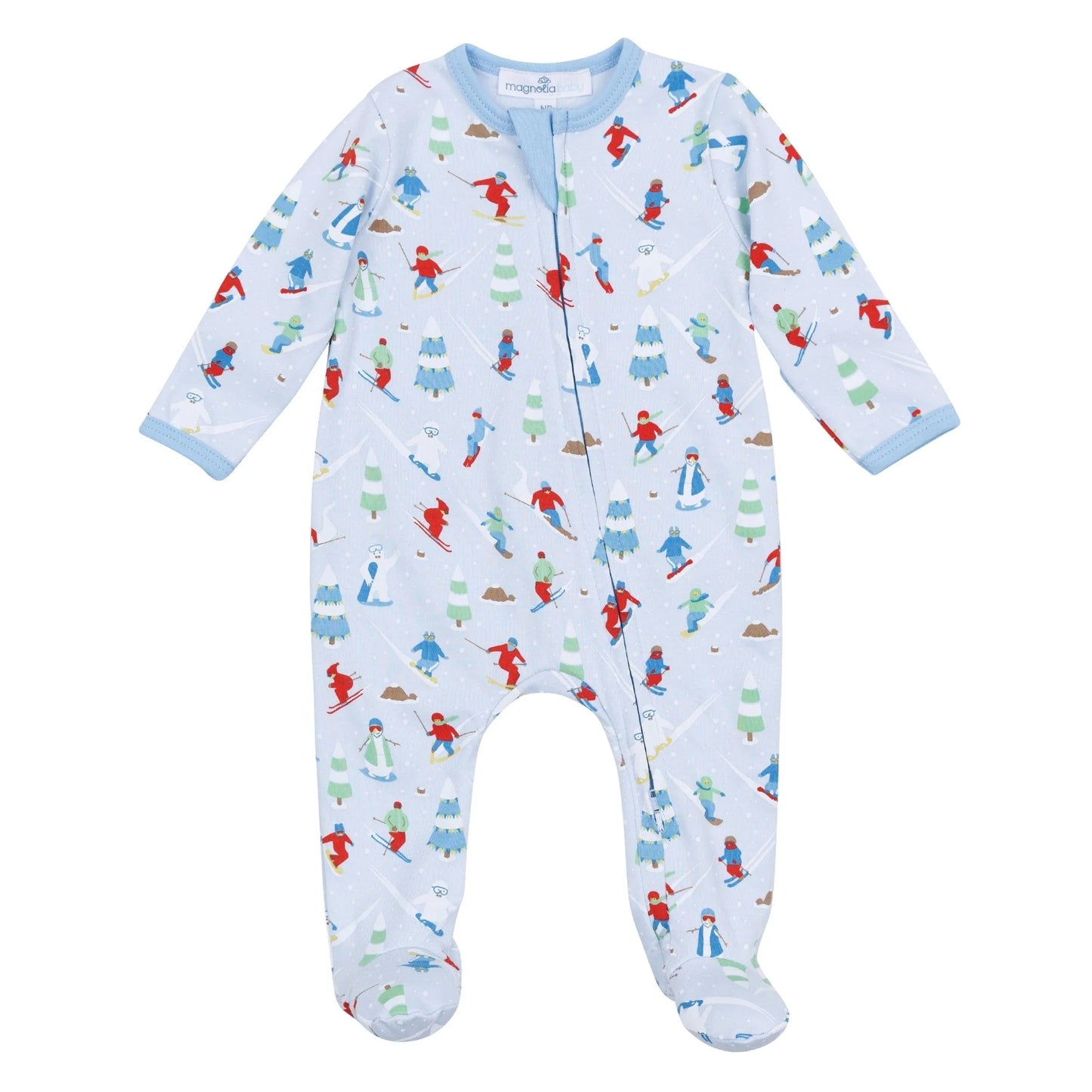 Ski Buddies Zip Footie - Light Blue