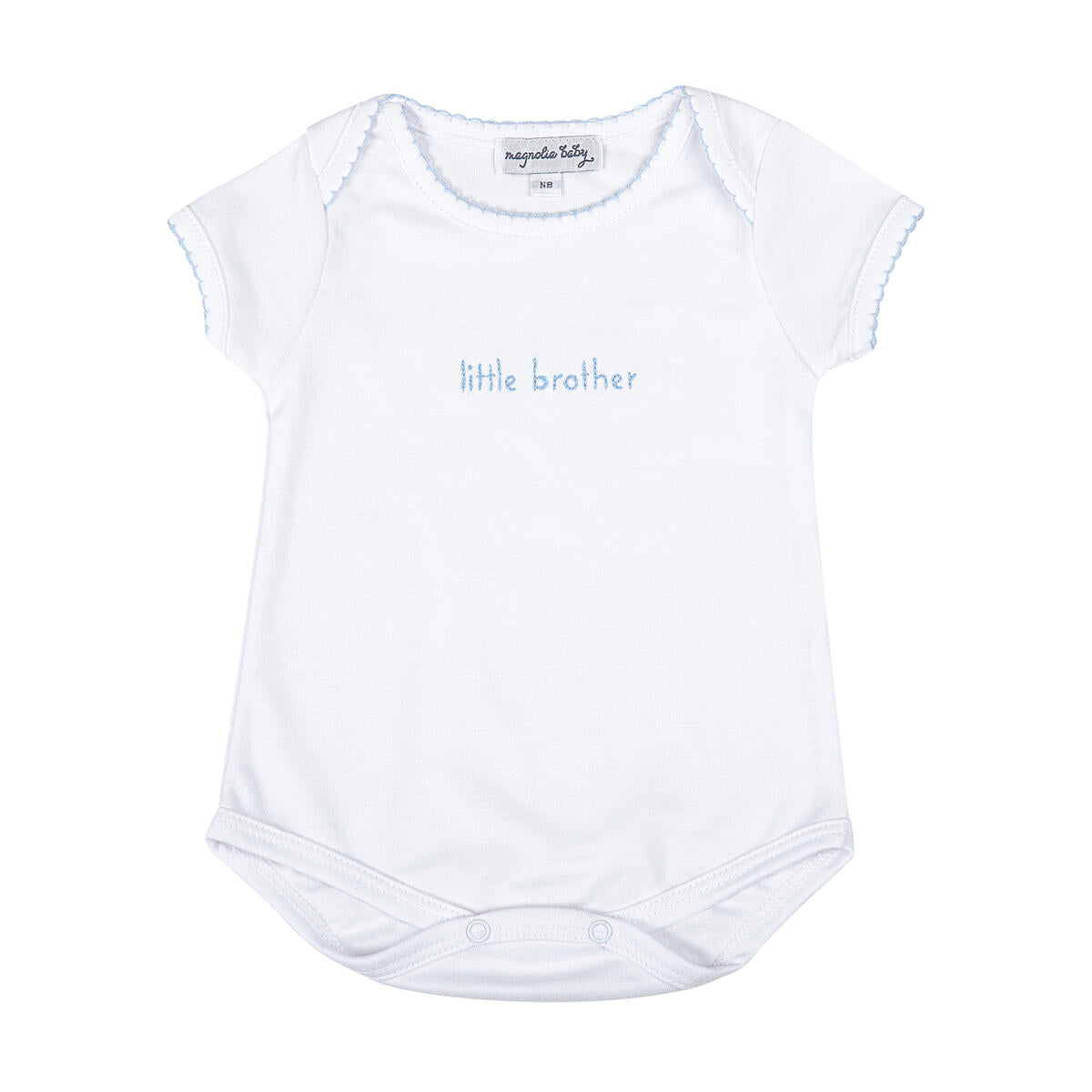 Brother and Sister Blue Emb S/S Lap Bodysuit