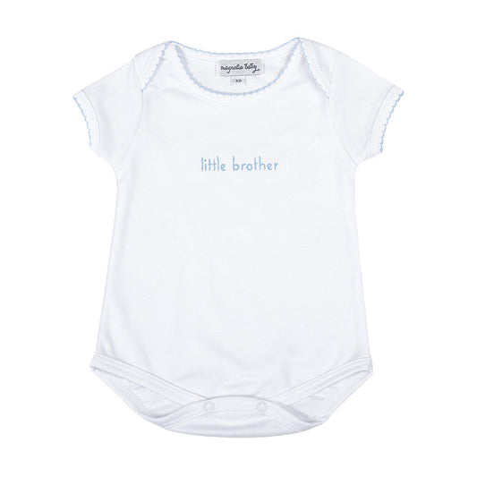 Brother and Sister Blue Emb S/S Lap Bodysuit
