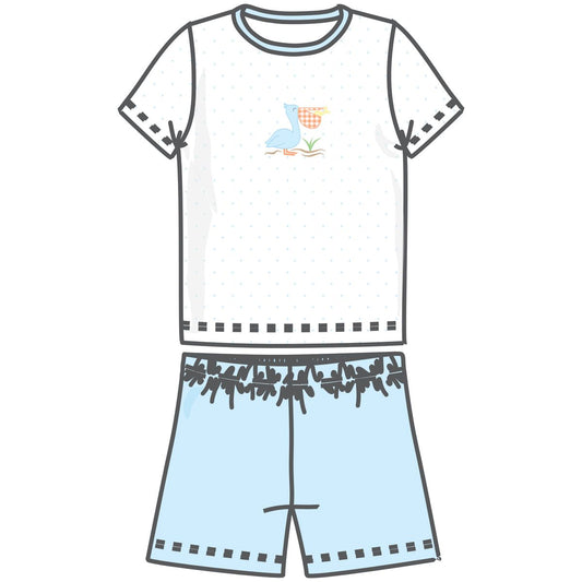 Pelican Bay Applique Light Blue Short Pajamas