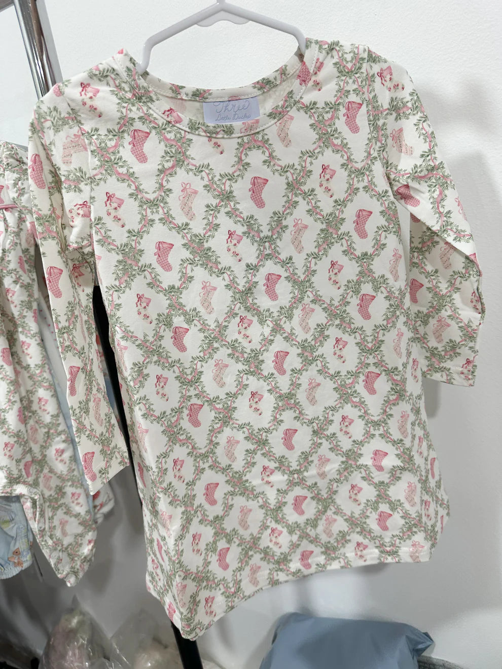 Charlotte Long Sleeve Play Dress- Evergreen Bows