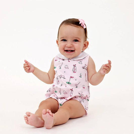 Golf Girl Bubble Romper in Pink