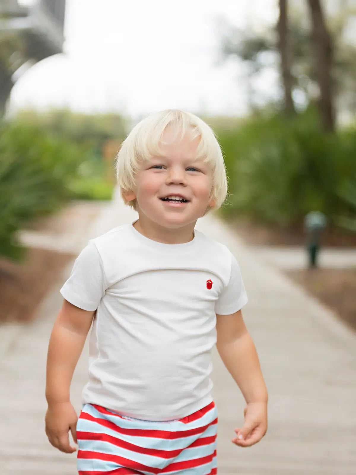 Oaks White with Red Acorn Signature Kid's Tee