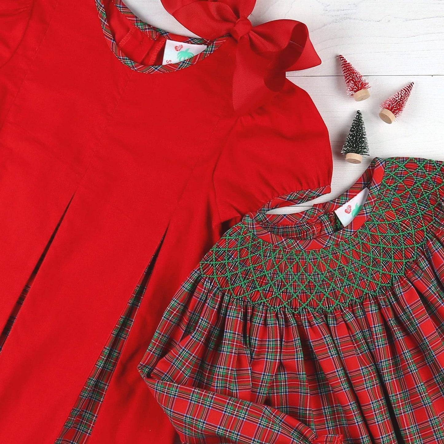Girls Smocked Bubble - Christmas Plaid