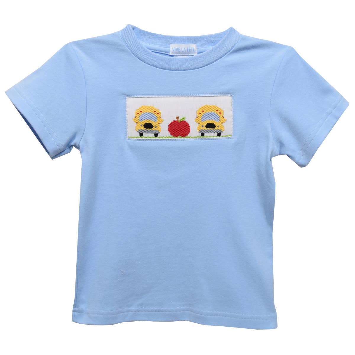 Back To School Smocked Light Blue Short Sleeve Boys T-Shirt