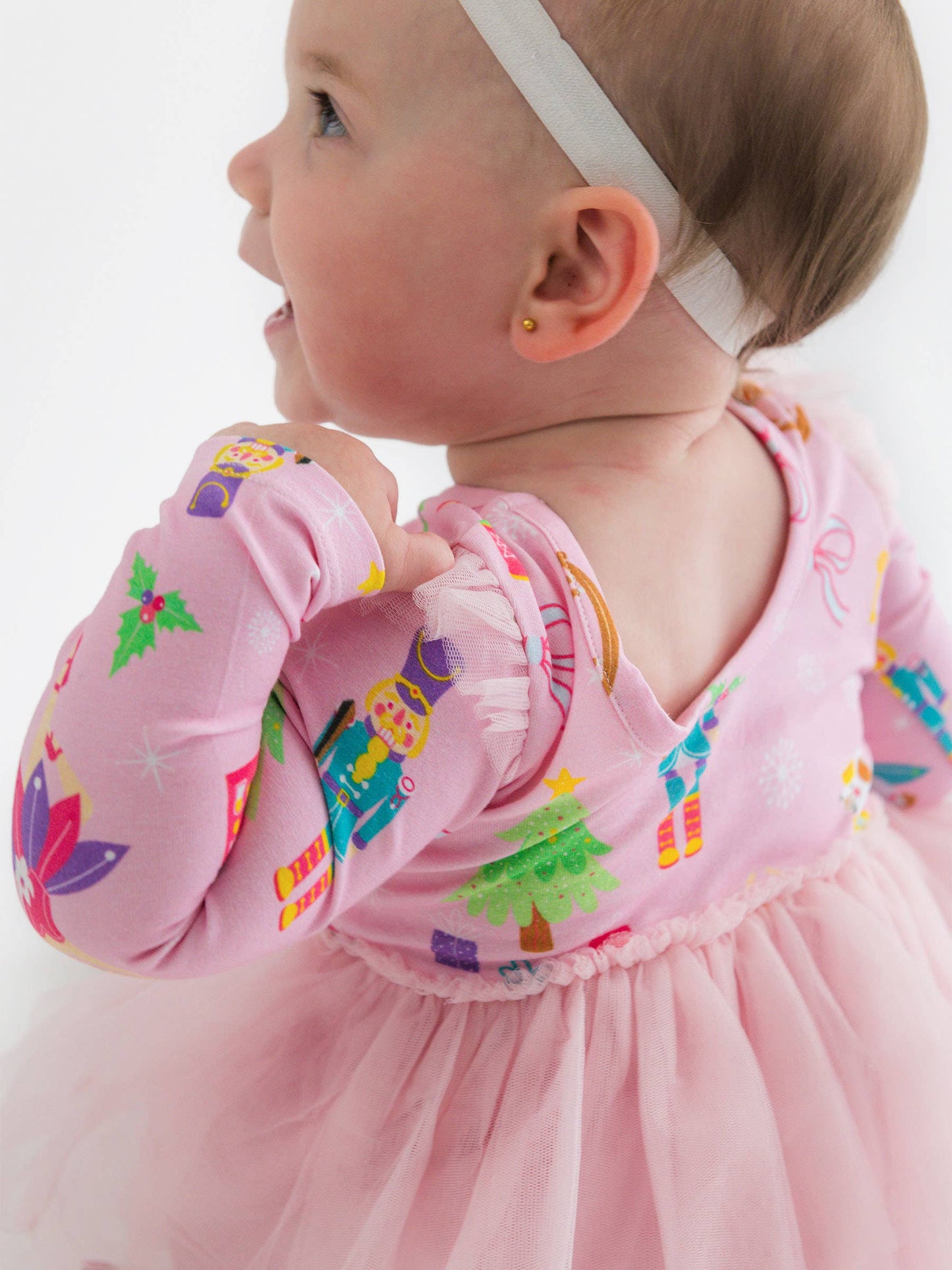 Baby Girls Sugarplum Dreams Flutter Tulle Long Sleeve Twirl Romper