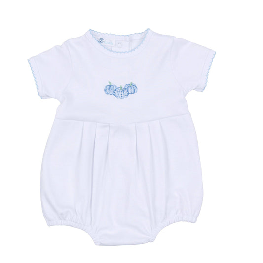 Precious Pumpkins Embroidered Short Sleeve Bubble - Light Blue