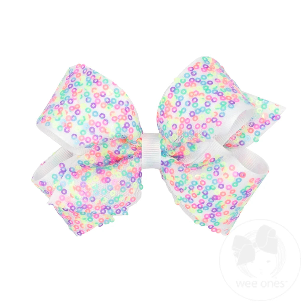Medium Confetti Sequin with Grosgrain Underlay Hair Bow