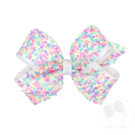 Medium Confetti Sequin with Grosgrain Underlay Hair Bow