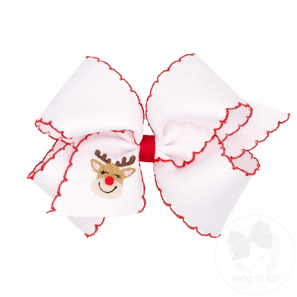 Moonstitch Reindeer Embroidered Hair Bow