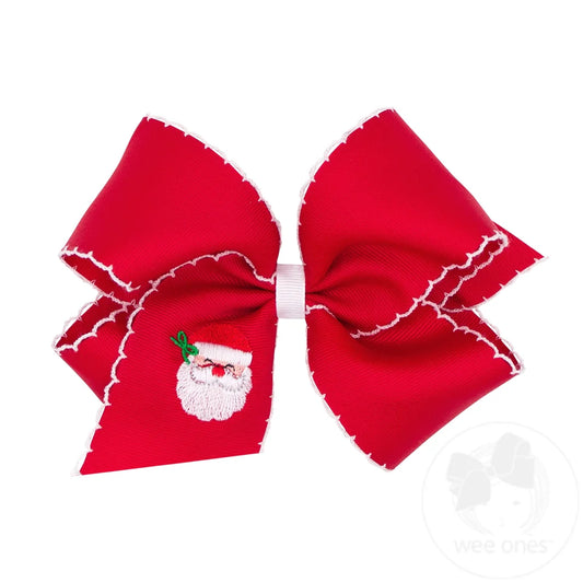 Moonstitch Santa Embroidered Red Hair Bow